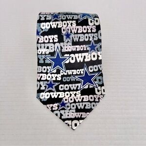 NFL Dallas Cowboys Men’s Necktie – Black, White, Blue & Light Pink Work Wear